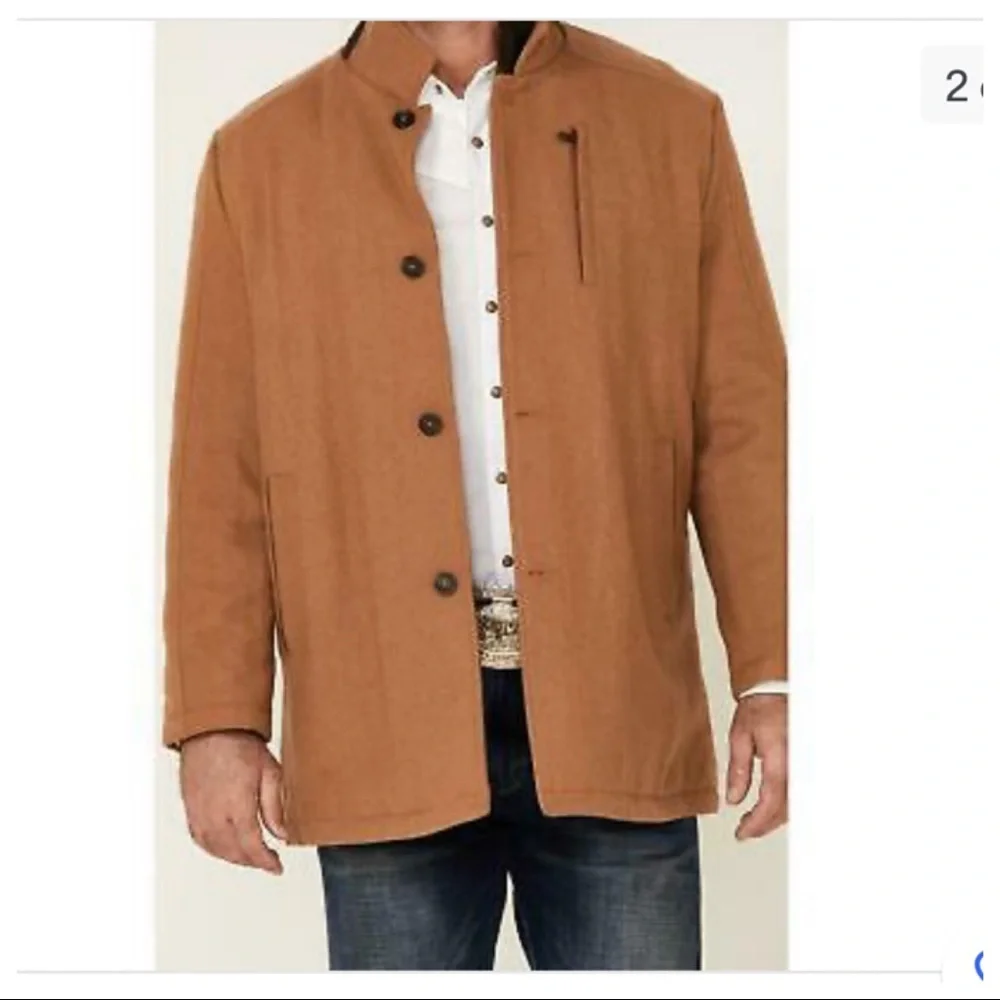 Cripple Creek Men's Camel Wool Melton Faux Leather Coat  - CR43366